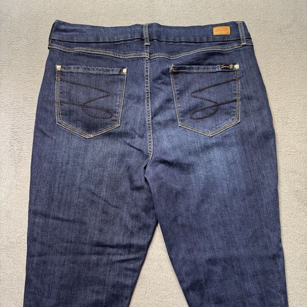 Seven7 Womens 16 High Rise Skinny Jeans Blue Dark Wash Stretch Tummyless EUC - Picture 4 of 14